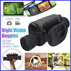 1080P 4x Digital Zoom Monocular Night Vision Device Goggle Video Photo Recorder