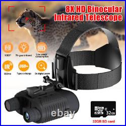 1080P 8X ZOOM Night Vision Binoculars Infrared Head Mount Goggles for Hunting