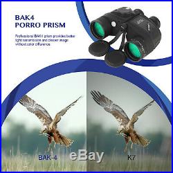 10X50 Binoculars Glimmer Night Vision Rangefinder Compass Waterproof BAK4 Prism