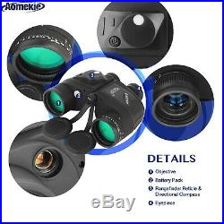 10X50 Low Light Night Vision Binoculars HD with Rangefinder Compass for Hunting