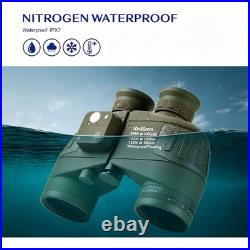 10x50 Marine Binoculars with Night Vision Rangefinder and Waterproof Compass NEW