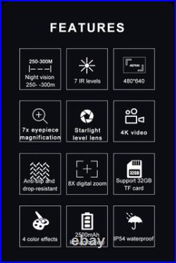 2in Screen 36MP 850nm Infrared Light Night Vision 8X Digital Zoom Hunting IP54