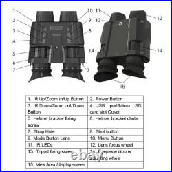 3D 1080P Night Vision Binoculars Goggles Head Mount Infrared Night Vision NV8000