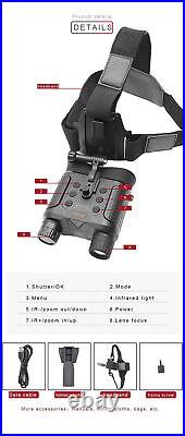3D Digital Night Vision Binoculars Goggles Head Mount Infrared Hunting Telescope
