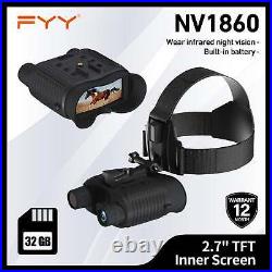 3D Digital Night Vision Binoculars Goggles Head Mount Infrared Hunting Telescope