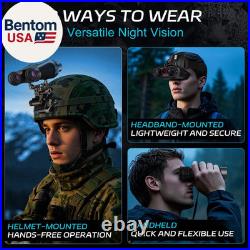 3D VR Night Vision Goggles Rechargeable Head Mounted Binoculars, Built-In Gian