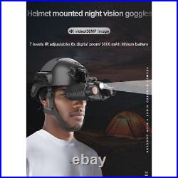 4K HD Binocular Night Vision Head-mounted Telescope Helmet IR/white Light 32GB