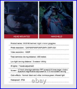 4K Helmet Goggles Infrared Night Vision Binoculars IR Hunting Photography Record 4K Helmet Goggles Infrared Night Vision Binoculars IR Hunting Photography Record
