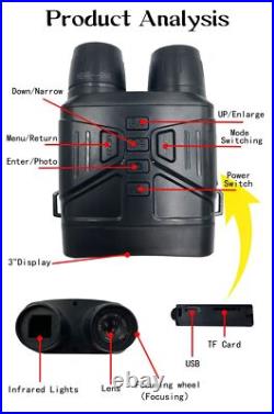 4K Night Vision Binoculars, 3-inch large screen, give as a 32GB memory card