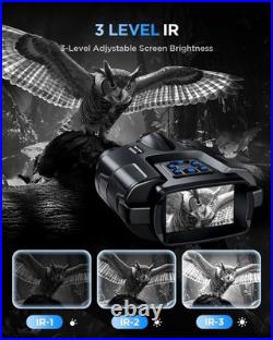 4K Night Vision Binoculars-8X Zoom/2000FT IR/5000mAh, 3'' HD Screen Night Vis