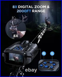 4K Night Vision Binoculars-8X Zoom/2000FT IR/5000mAh, 3'' HD Screen Night Vis