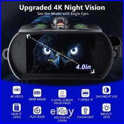 4K Night Vision Goggles, 4.0 HD Screen Night Vision Binoculars with 5000mAh