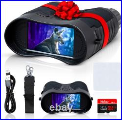 4K Night Vision Goggles 8X Zoom Binoculars with 3.2'' Screen & 32GB SD Card