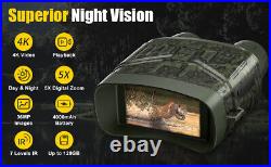 4K Night Vision Goggles Binoculars 3'' Large Screen, Save Photo With Memory Card