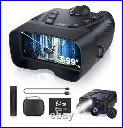 4K Night Vision Goggles with 58MP, 1968FT Range, 10000mAh Battery, 64GB Card