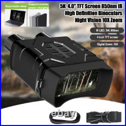 4TFT 850nm Infrared Night Vision Goggles 10X Zoom Hunting Binoculars IR Camera