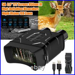 4TFT 850nm Infrared Night Vision Goggles 10X Zoom Hunting Binoculars IR Camera