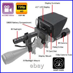 4.3'' Screen Night Vision Scope Optics Camera Laser IR Flashlight add on rifle