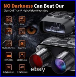 4k IR Night Vision Binoculars GlassOwl 3x Optical 8X Digital zoom Day & Night