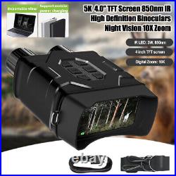 5K 850nm Night Vision Goggles Hunting Binoculars 10X Digital Zoom Record Camera