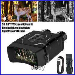 5K 850nm Night Vision Goggles Hunting Binoculars 10X Digital Zoom Record Camera