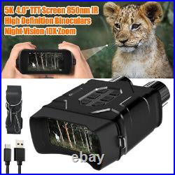 5K 850nm Night Vision Goggles Hunting Binoculars 10X Digital Zoom Record Camera