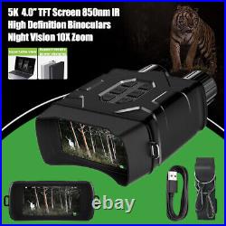 5K 850nm Night Vision Goggles Hunting Binoculars 10X Digital Zoom Record Camera