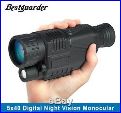 5MP 5x40 Night Vision Monocular 200m 1.44 Infrared Hunting Camera +4GB +Battery