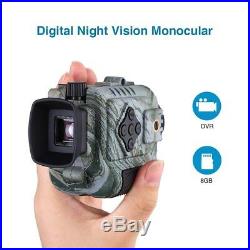 5X Digital Infrared Night Vision Monocular 8GB DVR Auxiliary Lighting Telescope