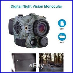 5X Digital Infrared Night Vision Monocular 8GB DVR Auxiliary Lighting Telescope