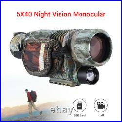 5 40mm Night Vision Cam Goggles Monocular IR Surveillance Gen Hunting Scope+8GB