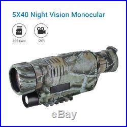 5x40 Digital Night Vision Monocular 8GB DVR with Photo Video Storage for Hunting