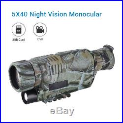 5x40 Infrared Night Vision Monocular 8GB DVR Telescopes for Hunting Surveillance