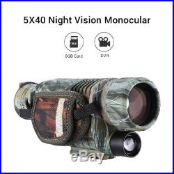 5x40 Infrared Night Vision Monocular HD 8GB Storage Memory for Hunting Outdoor