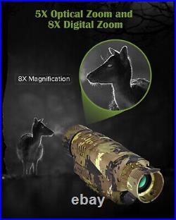 5x8 Optics Night Vision Infrared Monocular Scope IR Flashlight 16GB for Hunting