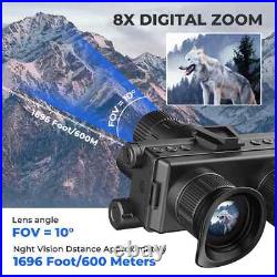 600m 4K Night Vision Hunting Binoculars Head Mounted Helmet 8x Zoom Goggles