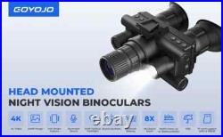 600m 4K Night Vision Hunting Binoculars Head Mounted Helmet 8x Zoom Goggles