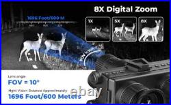 600m 4K Night Vision Hunting Binoculars Head Mounted Helmet 8x Zoom Goggles