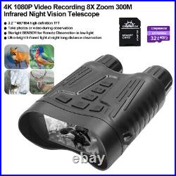8X Zoom 4K Night Vision Binoculars for Hunting & Surveillance Infrared Digital