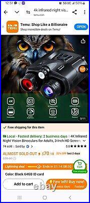 8x 4K Ultra HD Night Vision Binoculars with Tactical Flashlight