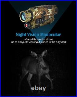 BOBLOV 16GB Digital Night Vision Monocular 5x32 Scope 150Yards 16G Memory