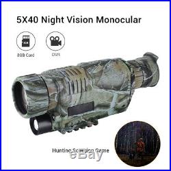 BOBLOV 5x40 Digital HD 200M Night Vision Monocular 8GB DVR for Hunting Security