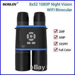 BOBLOV 8x52mm 1080P 2MP Wifi Binocular Low Light Night Vision 335PPI for Camping