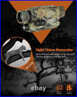 BOBLOV Infrared Night Vision Monoculars 5X32 150Y Range 16GB Hunting Monocular T