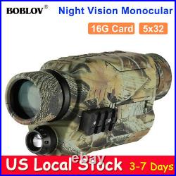BOBLOV PJ2 Night Vision 5X32 Monocular IR Night Vision Hunting Scope DVR +16GB