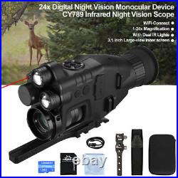 DIY 940nm Infrared Night Vision Monocular Scope 24x30 1080P Hunting Laser WIFI