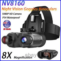 Digital 8X Zoom Night Vision Goggles Head Mounted Binoculars HD Infrared Hunting