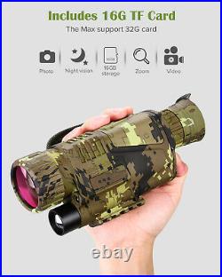 Digital IR Night Vision Monocular 5x8 Optics Scope with 16GB for Hunting Observe