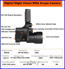 Digital Night Vision Rifle Scope 5W WiFi Hunting Monocular Camera with 850nm IR Digital Night Vision Rifle Scope 5W WiFi Hunting Monocular Camera with 850nm IR