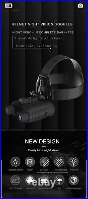 FHD Digital IR Night Vision Goggles Binoculars Head Mounted Hunting Rechargeable